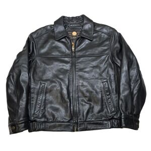 Marc New York Leather‎ Jacket Mens Large Black Insulated Thick Heavy Vintage